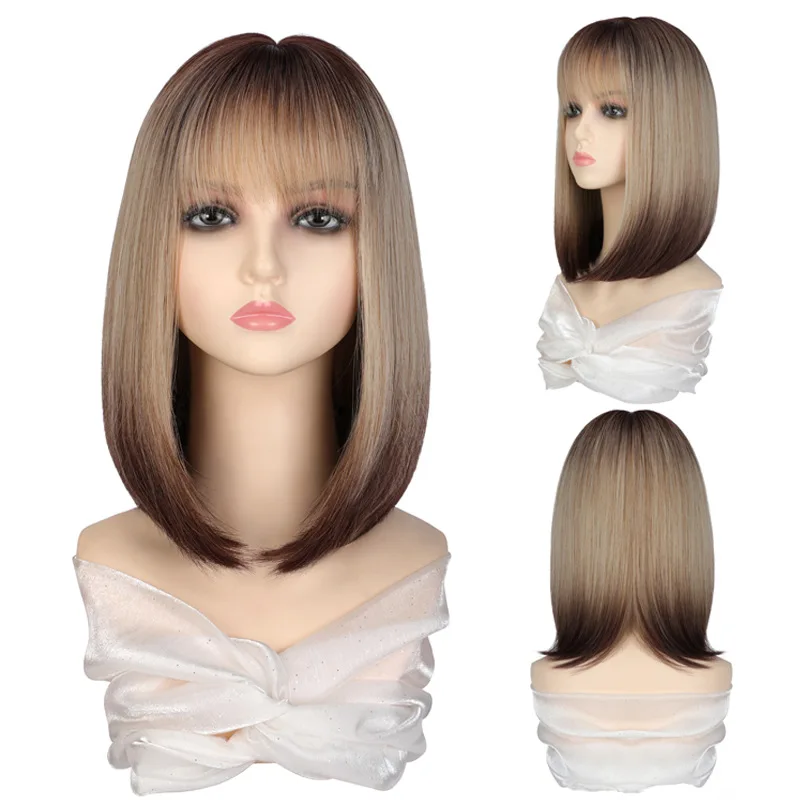 

Wig Female Air Bangs Party Cosplay Costume Wigs Hair Wig Heat Resitant Synthetic Hair Peluca