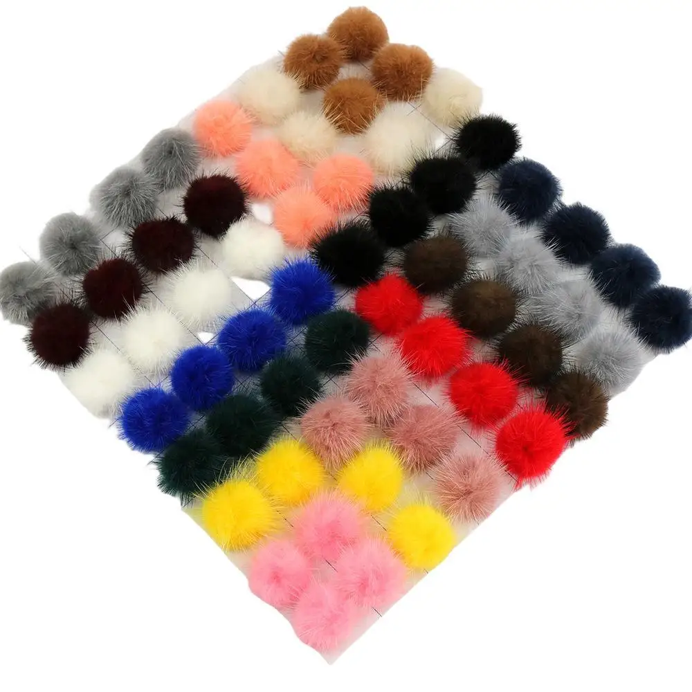 

Pompon Balls Pompom Really Mink Fur Plush 35MM Craft Pompoms For Hair Band Clips Accessories Earring Flower Cap Bag Charms 50PCS