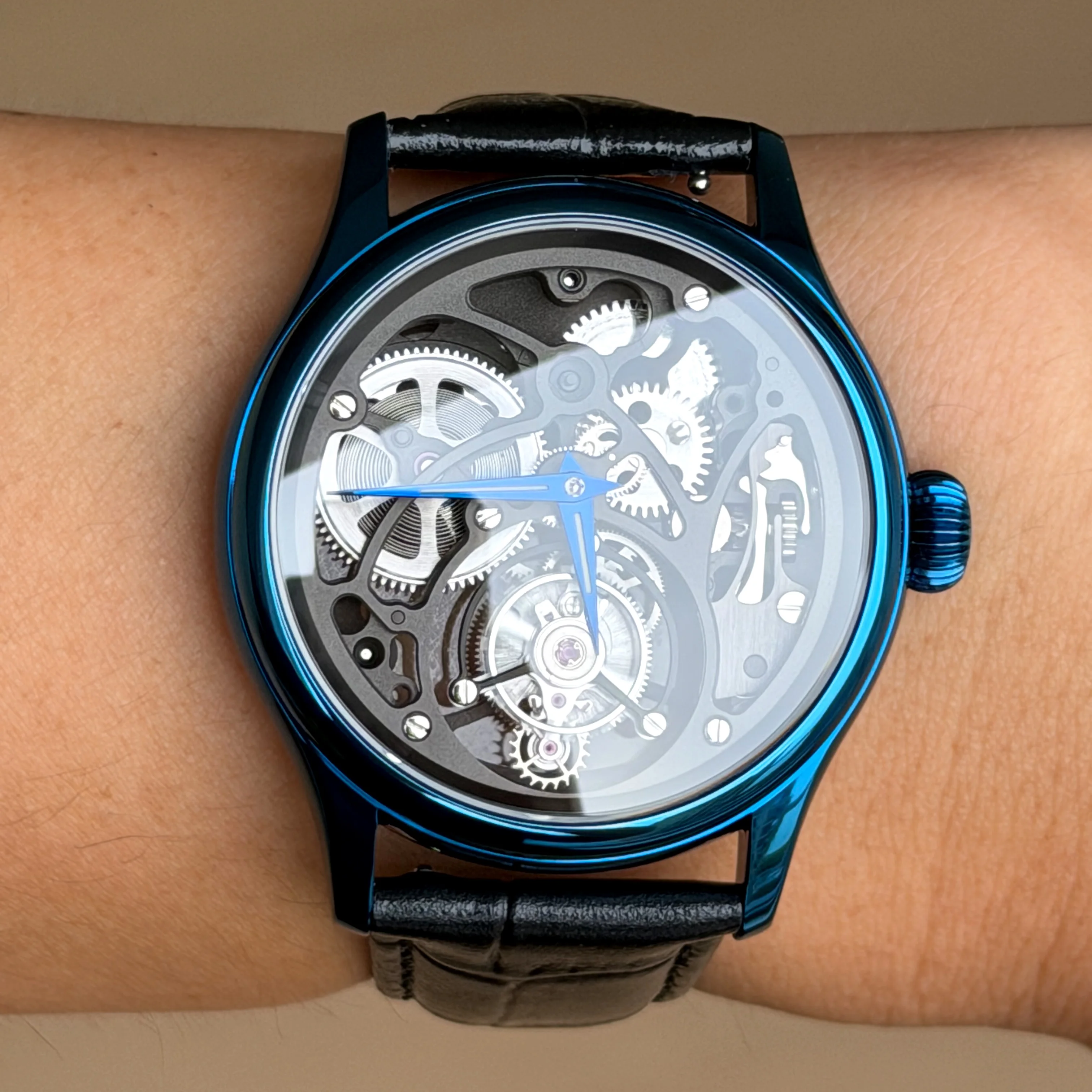 Reloj Merkur 100% Skeleton Tourbillon, reloj de zafiro para hombre, reloj mecánico de lujo resistente al agua, reloj Masculino de 42mm