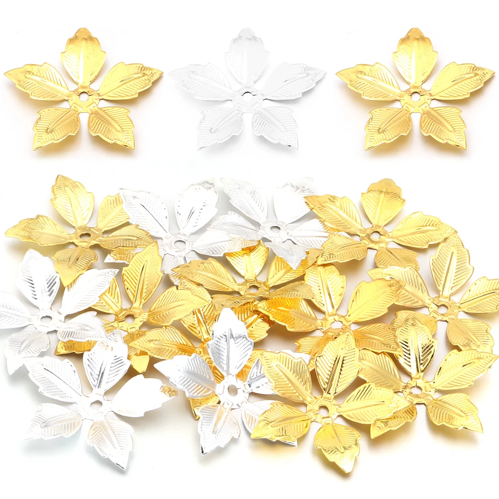 30pcs Vintage Gold Silver Colors Flowers Blank Receptacle Connectors Charm Findings For Jewelry Making DIY Accessories