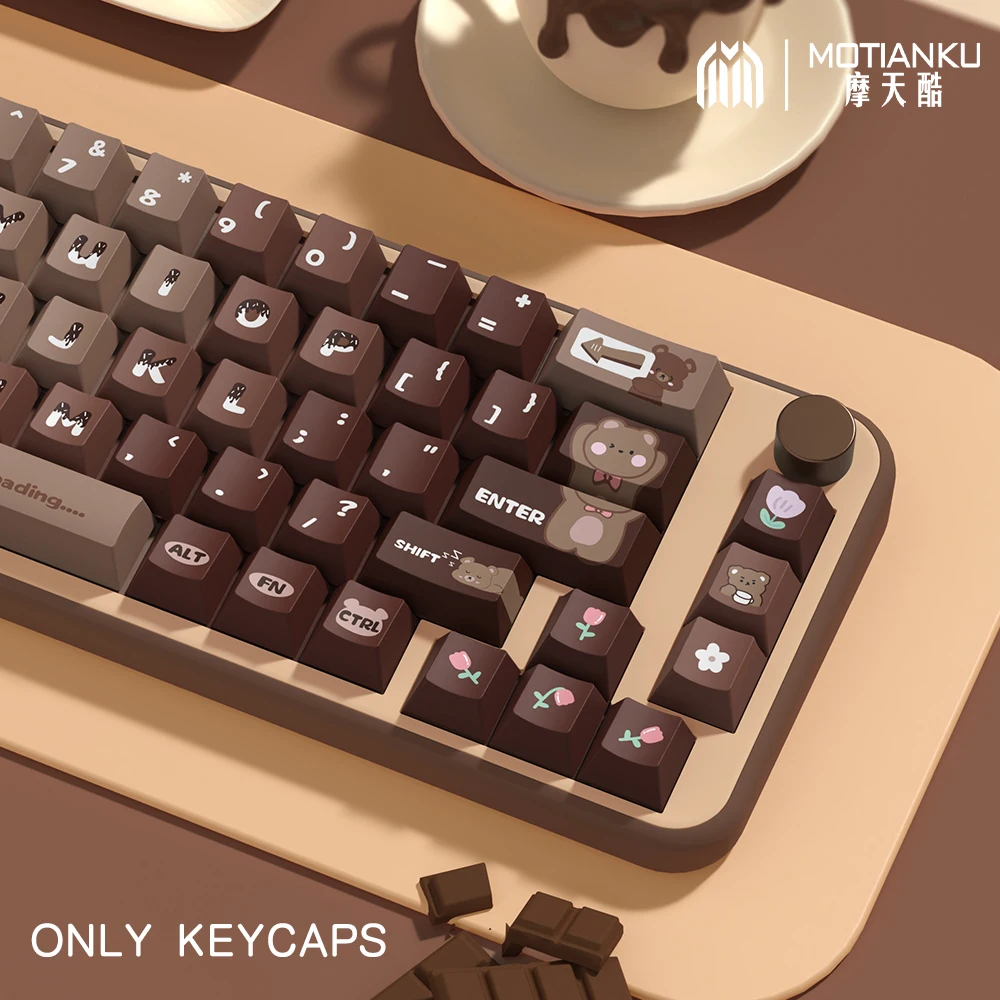 

Коричневый колпачок Lucky Bear 138/158, высококачественный дизайн CHERRY, гладкий на ощупь, материал PBT