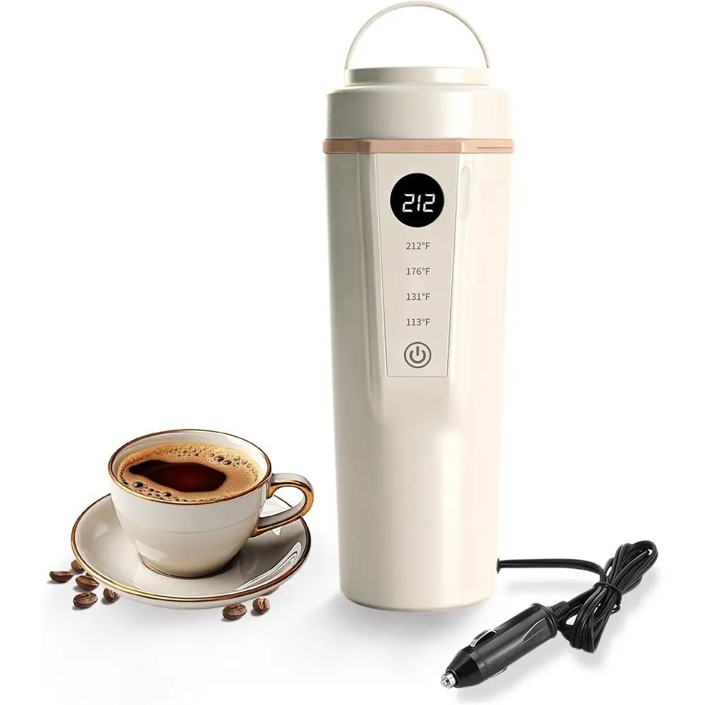 

Electric Car Kettle 12V/24V Dual Voltage, Portable Car Electric Kettle for Road Trips, Mini Portable Water Boiler 4 Temp Control