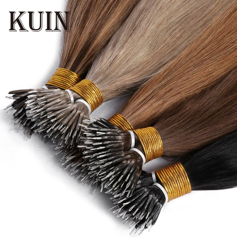 Straight Nano Rings Real Human Natural Hair Extensions Brazilan Remy Micro Beads Ring Hair Extension 0.8g/1g/Strand 50pc/set