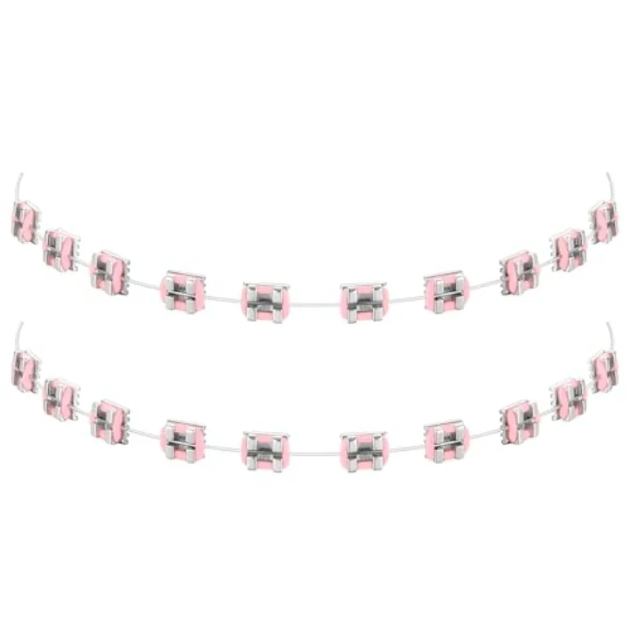 1 Pack Fake Braces Artificial Tooth Decoration with Metal Wires Metal Bracket and Orthodontic Ligature Ties Practice Props for