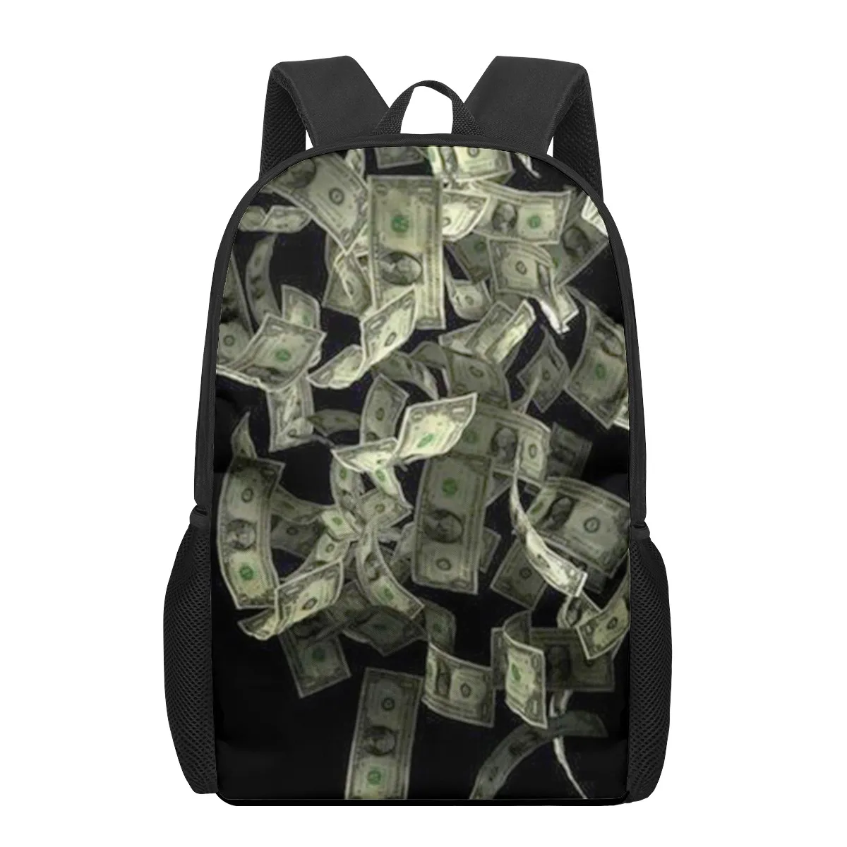 Sac d'école à motif 3D pour enfants, sac à dos pour enfants, sacs de livre décontractés, sacs à dos pour garçons et filles, dollars jeunesse, argent