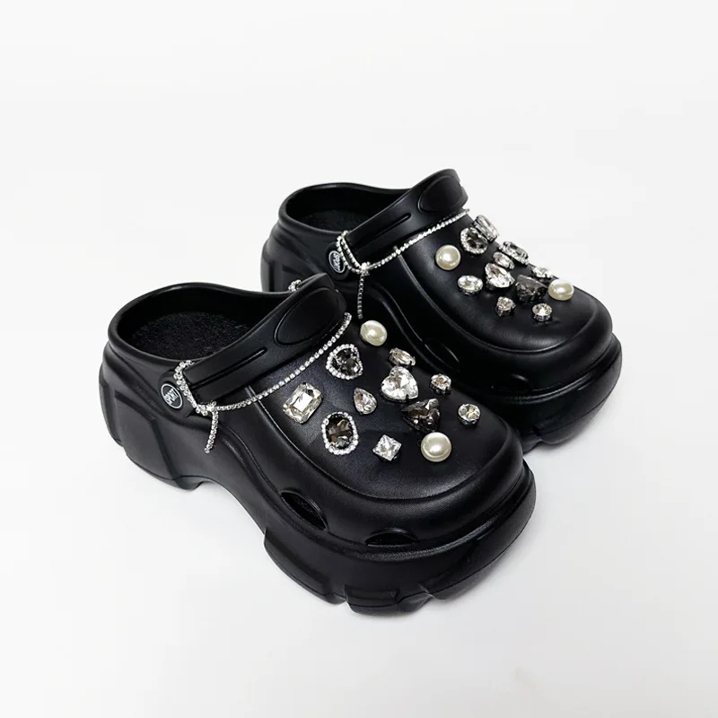 

Thick Sole Hole DIY Buckle Decoration Garden Shoes For Women Summer Outdoor Sandals Wear Anti Slip 2025 Slippers For Female