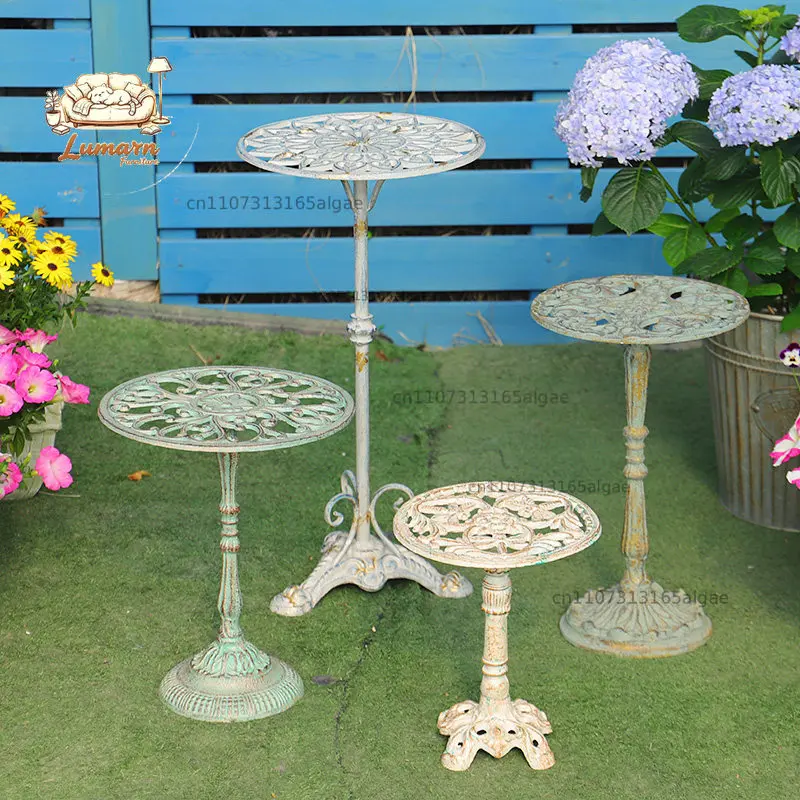 Support à fleurs surélevé en fer forgé de style européen, en fonte ancienne, pour jardin extérieur et balcon, avec fonction de levage de pot de fleurs