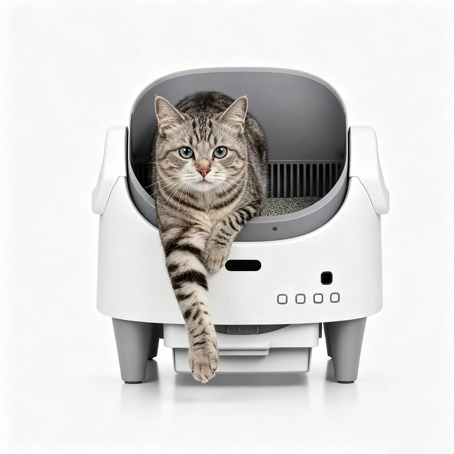 Top-Open Self-Cleaning Smart Litter Box, ABS Plastic Automatic Cat Litter Pan with Smart Sensor, Easy Clean White, Customized