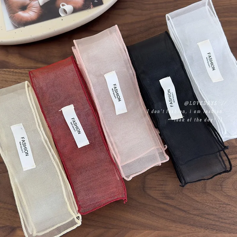 Organza Scarf Sheer Colorful Lightweight Soft Korean Versatile Hair Headband Neckerchief Belt for Women Daily Accessory