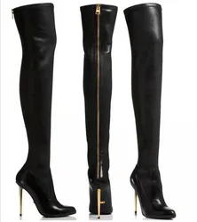 Women's Thigh High Boots,Autumn/Winter Shoes,Thin Heels,Over The Knee Long Botas,Back Zipper,Pointed Toe,Black,Red,Dropship