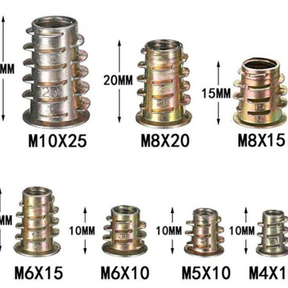 140PCS Trapezoidal Nuts with T-shaped Inner Outer Teeth M4 M8 Zinc Alloy T-shaped Embedded Nuts Specially Embedded for Furniture