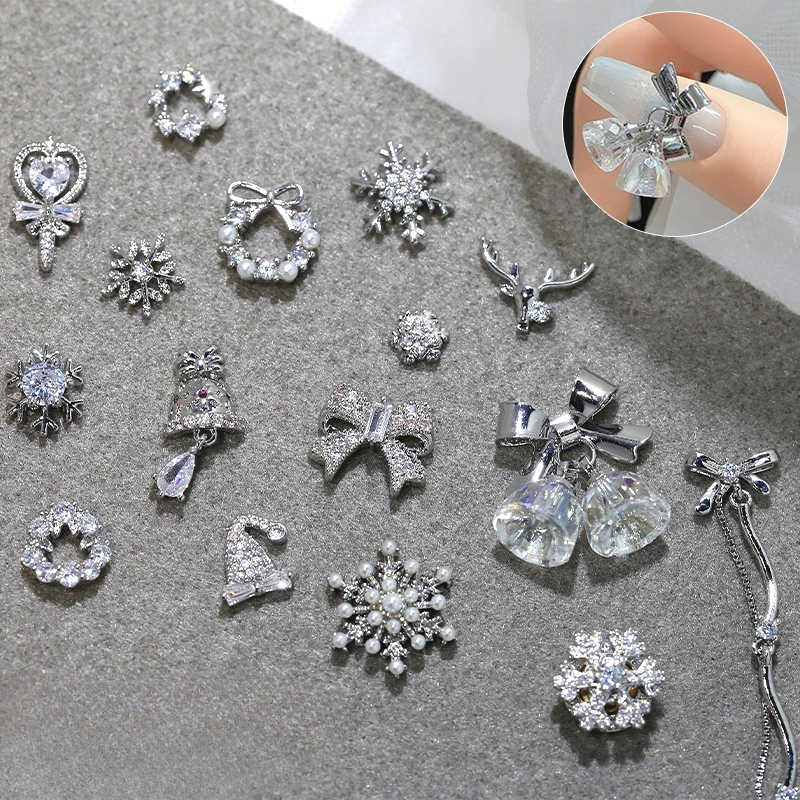 

5 шт. рождественские украшения для дизайна ногтей со стразами- 3D аксессуары для ногтей «сделай сам» со стразами из сплава для рождественских украшений для ногтей