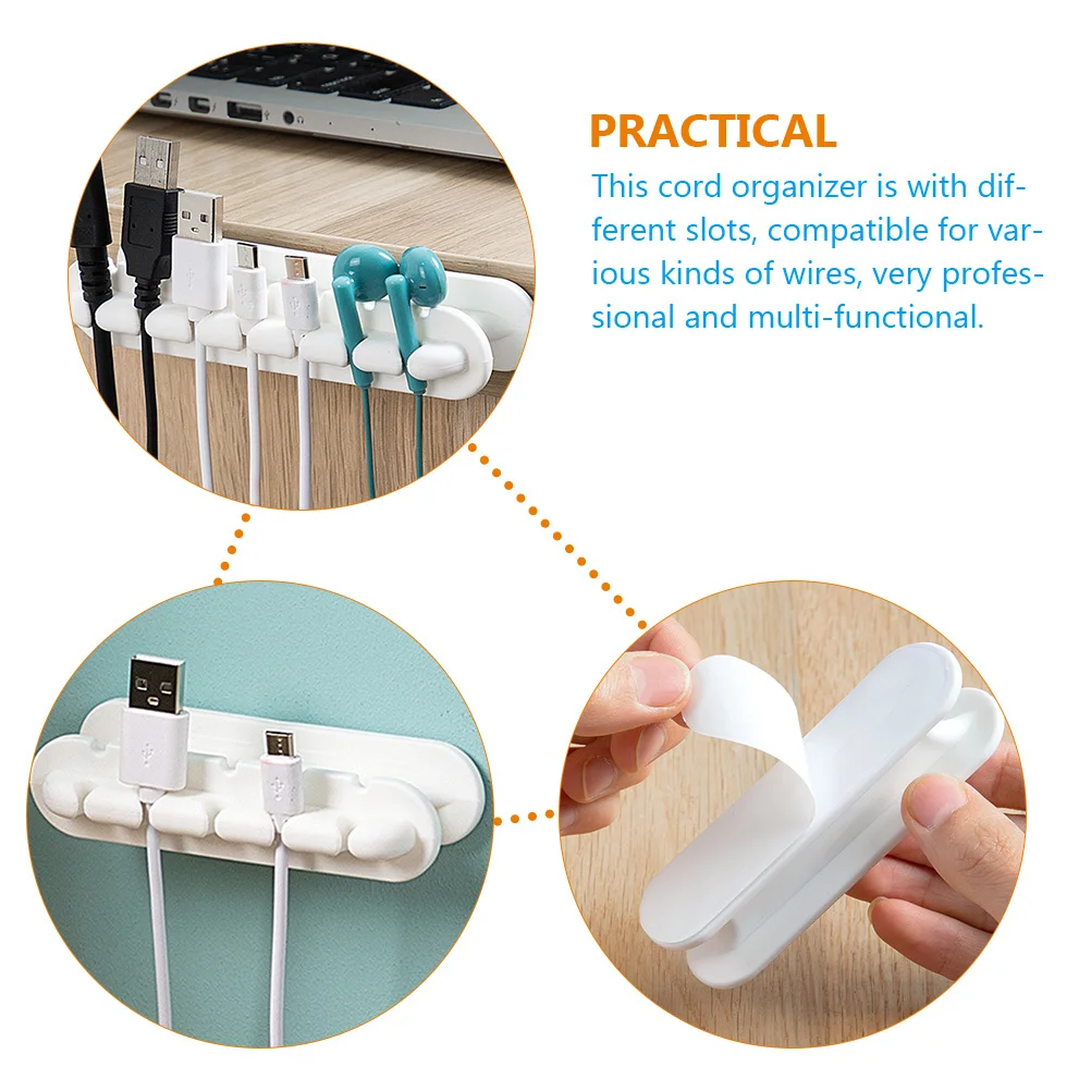 

2 Pcs Wire Clip Cable Holders for Cords Adhesive Organiser Management Guide Silica Gel Self Organizer Office Clips