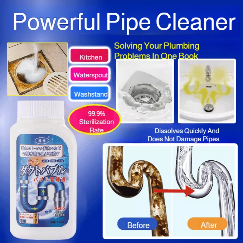 

Fast Acting Pipe Cleaner Strong Clog Remover For Drains, Sewer, Toilet, Bathroom & Kitchen With Descaling Formula