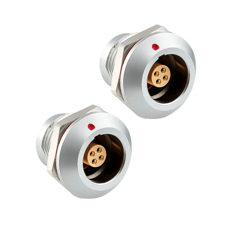 Alvins 0K EGG 4 Pin Socket Lemo Circular Connector EMI Shielded Push-Pull Self-Locking for Industrial & Camera Equipment 2pcs