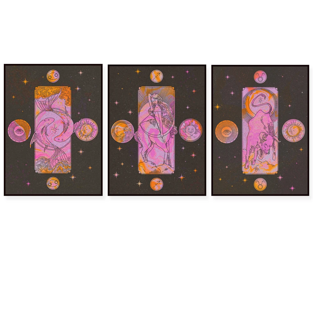 

Astrology prints, Libra and Scorpio posters, Zodiac wall decorations, celestial decorations, sun and moon prints, wall decoratio