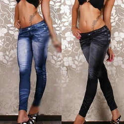 Women Leggings Denim Jeans Pants With Pocket Slim Leggings Women Fitness Blue Black Leggins