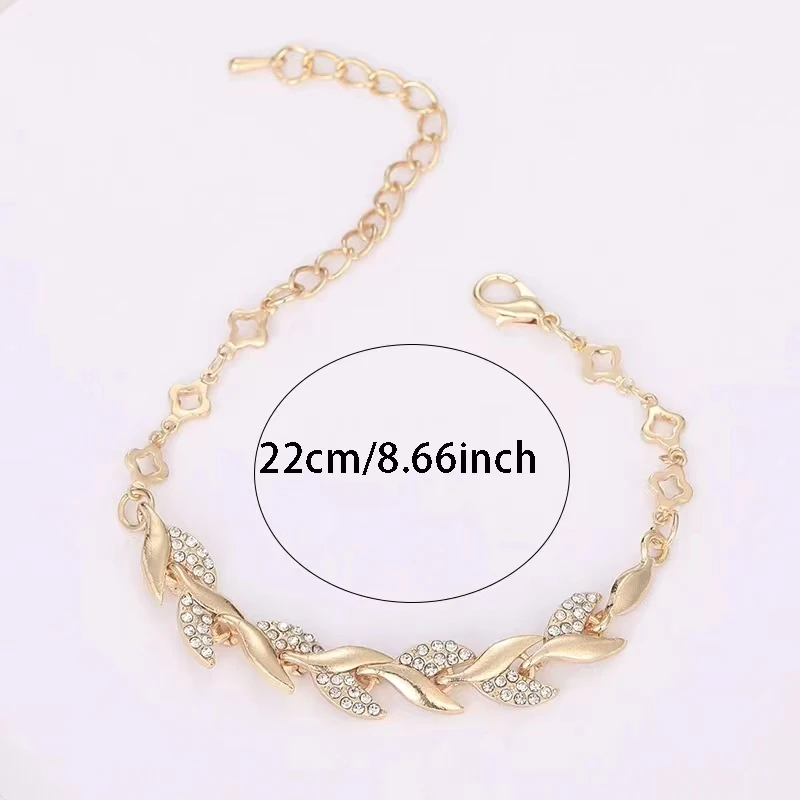 Hip Hop Leaf Bracelet For Women Gold Color Twisted Shiny Crystal Stone Charm Bracelet Elegant Adjustable Chain Daily Jewelry image 2