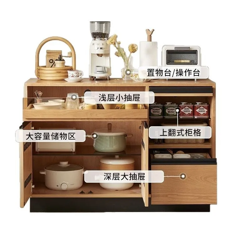 

Customizable Nordic solid wood dining side cabinet household small apartment multi-functional storage cupboard living room simpl