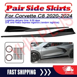 C8 Side Skirts Extension Panel Lip For Chevrolet Corvette 2020-2024 Glossy Black 5VM Style Auto Body Kit Car Exterior Parts HOT