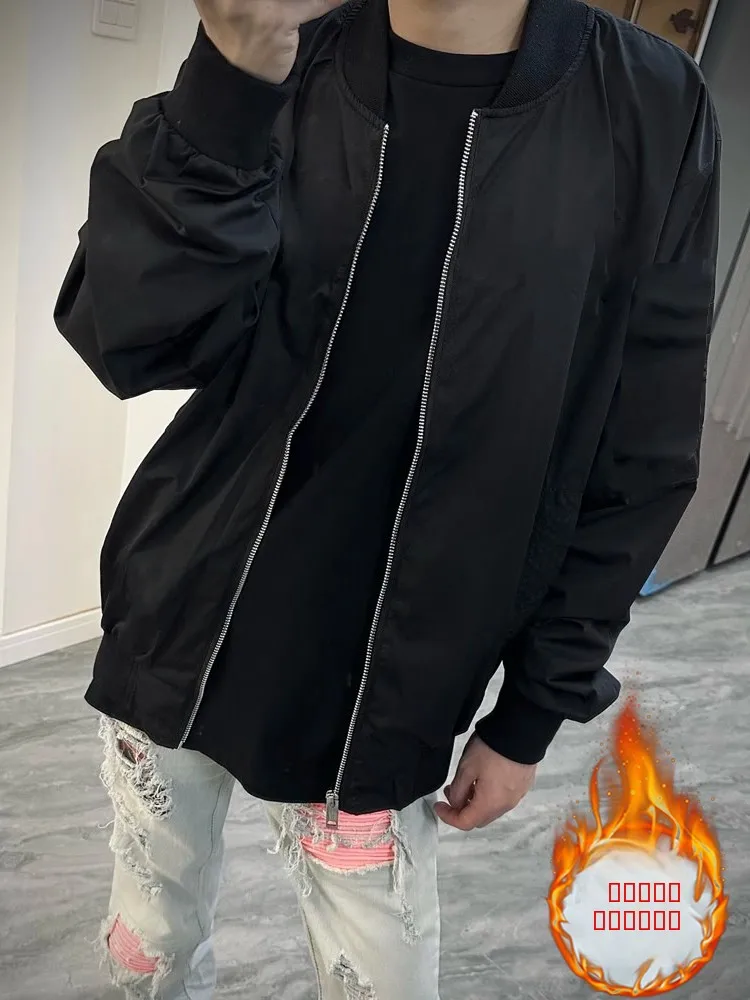 

Мужская куртка-бомбер Bla American Sle на молнии, модная весенне-осенняя верхняя одежда свободного кроя из полиэстера для молодежи