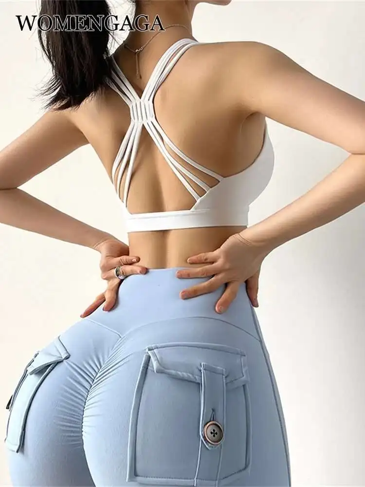 

WOMENGAGA Girl Cross Thin Shoulder Sports Tops Tank Workout Hot Sexy Women Top Backless Streetwear Gothic Woman Clothes HJ8I