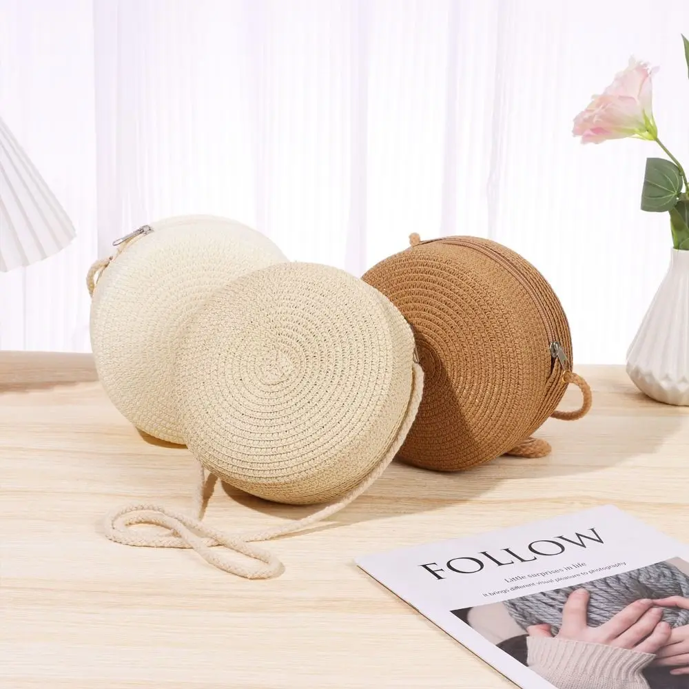 Handmade Handbag Knit Women Girl Straw Handbag Straw Bag Rattan Woven Summer Beach Bag Handbag Knit