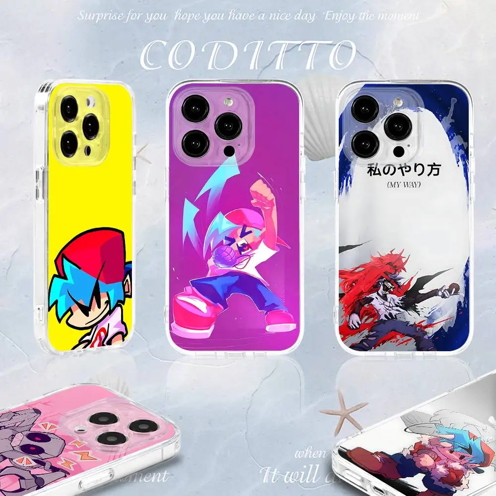 

F-Friday Night F-Funkin Phone Case For iPhone 16,15,14,13,12,11 Pro,Max,Plus,X,XS,XR,SE4,E Mini Transparent Soft Cover
