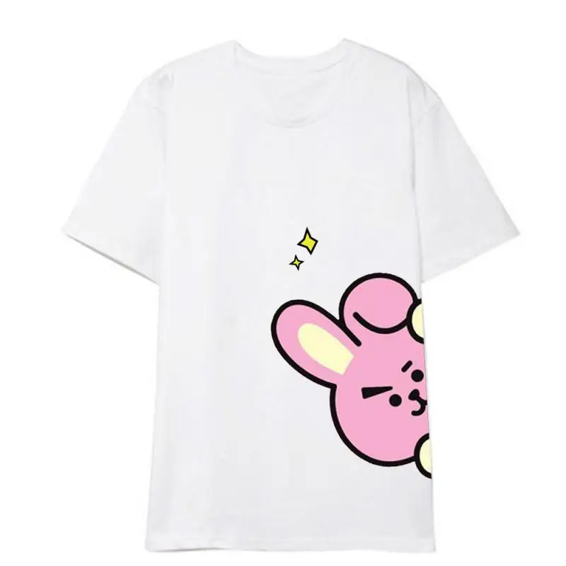 Camiseta de dibujos animados de Anime Bt21 Cooky Shooky, novedad de verano, Top dulce de manga corta para estudiantes, traje informal de moda para parejas, regalos para niñas