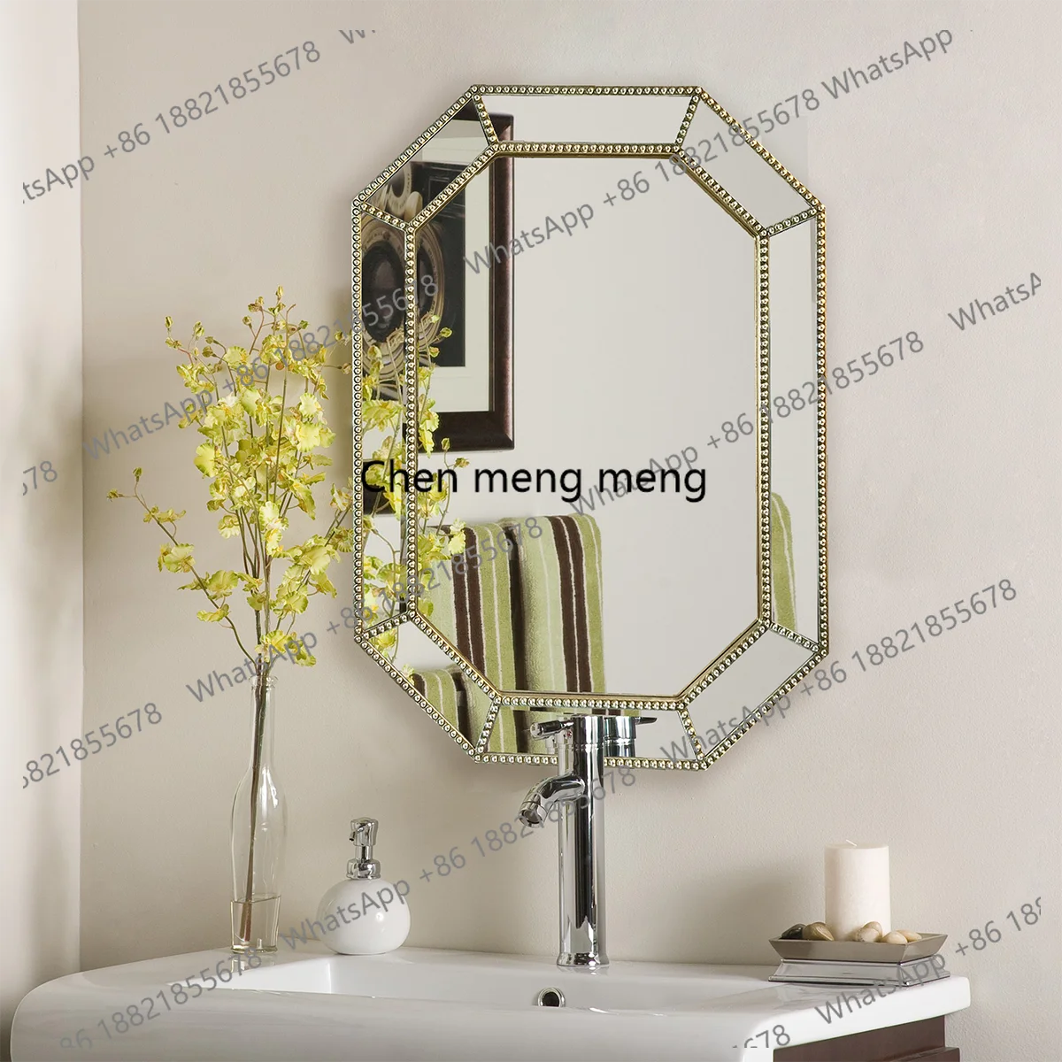 Nordic French modern light luxury bathroom mirror wall-mounted cosmetic mirror wall-mounted decorative mirror