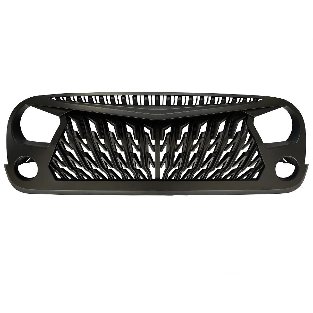 SXMA J396 Grilles Offroad Car Racing Grill Front Grille Cover Overlay Mesh Insert Guard With LED Lights For Jeep Wrangler JK 07+