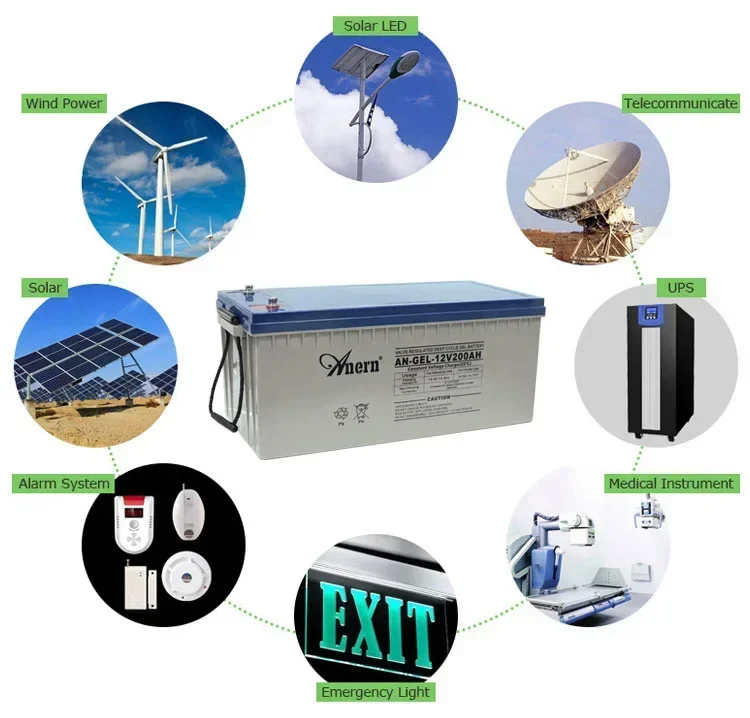 Anern Deep Cycle 12v 200ah 250ah Agm Gel Lead Acid Battery solar storage power battery for house