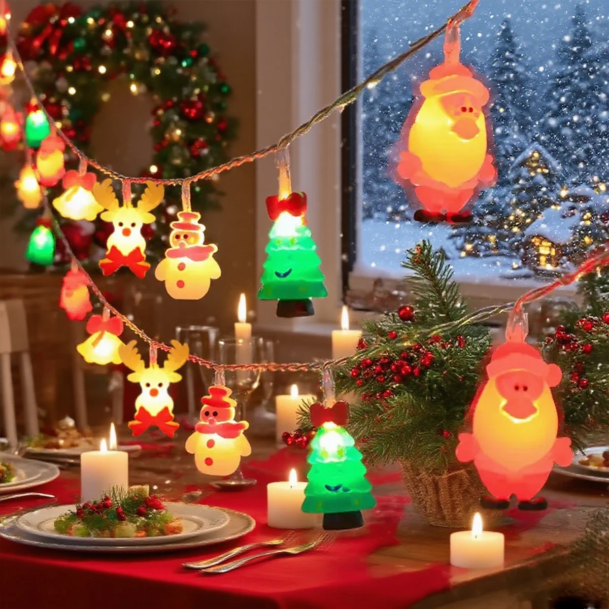 1pc Christmas Atmosphere Light String 10/20 LED Christmas Tree Hanging Lights Suitable For Home Party Holiday Indoor Decoration