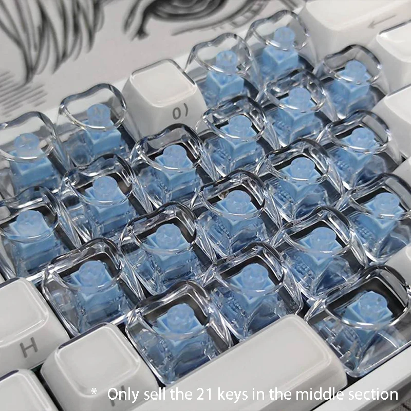21Keys Mechanical Keyboard Keycaps Love keycap for 60/61/68/104 Side Engraved Translucent Customized Gaming Keyboard Accessories