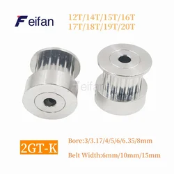 GT2 K-type 2GT Number Teeth 12T/14T/15T/16T/17T/18T/19T/20T Timing Pulley Bore 3/3.17/4/5/6/6.35/8mm For Belt Width: 6/10/15mm ,