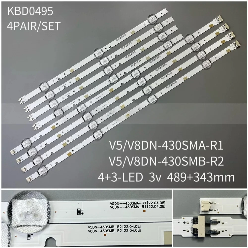 La tira de LED es compatible con Samsung V5DN/V8DN-430SMA L1-N5K-D3-FAM-R3 UN43J5200AG UN43J5200 2015 SVS43 FCOM V5DN-430SMA-R1