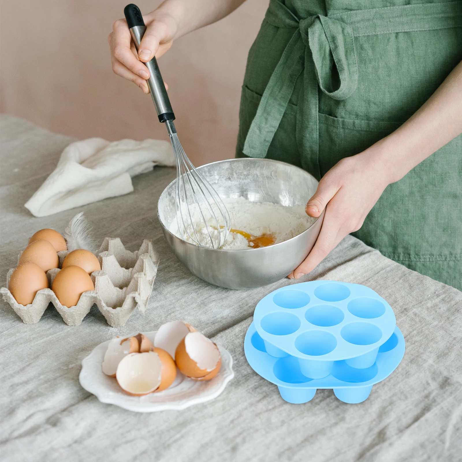 

Silicone Muffin Molds 7 Holes Baking Pan Cake Cup Mold Reusable Kitchen Tool Round Tin Perfect for DIY Easy to Clean