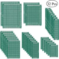 32 Pcs Double Sided PCB Board Prototype Kit 6 Sizes Universal Printed Circuit Protoboard For DIY Soldering Project
