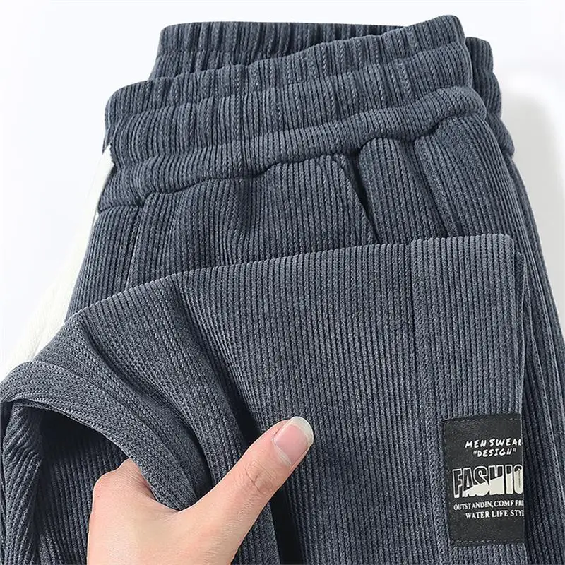 

Men's Spor Fce Lined Thiened Elastic Waist Dstring Pants Autumn Winter Large Size Harlan Trousers Casual Youth Sle