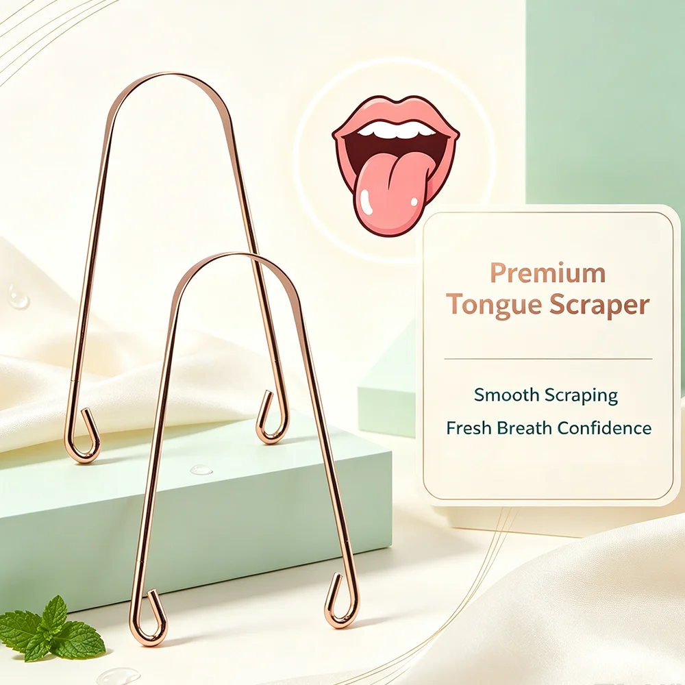 Tongue Scraper Metal - Reusable Metal Tongue Scraper Portable U