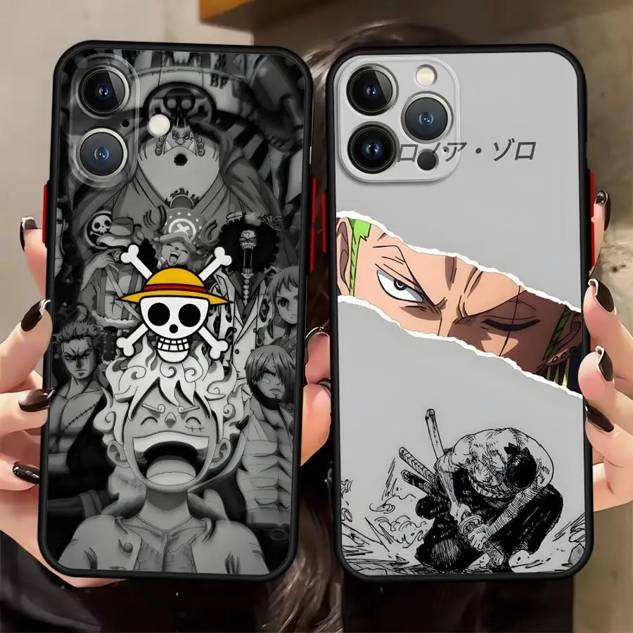 Funda trasera de teléfono para iPhone 12 17 16 Pro Max 11 13 Mini 17 Air 14 XS 16e 15 Plus Comic de dibujos animados de una pieza