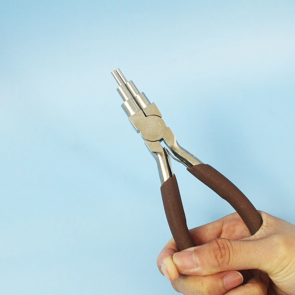 6-in-1 Kohlenstoffstahl-Multifunktionszange für die Herstellung von Ösen, 5,9 Zoll, sechsteiliges Schmuck-DIY-Werkzeug für Ohrringhaken und Karabinerverschlüsse. – Detail 4