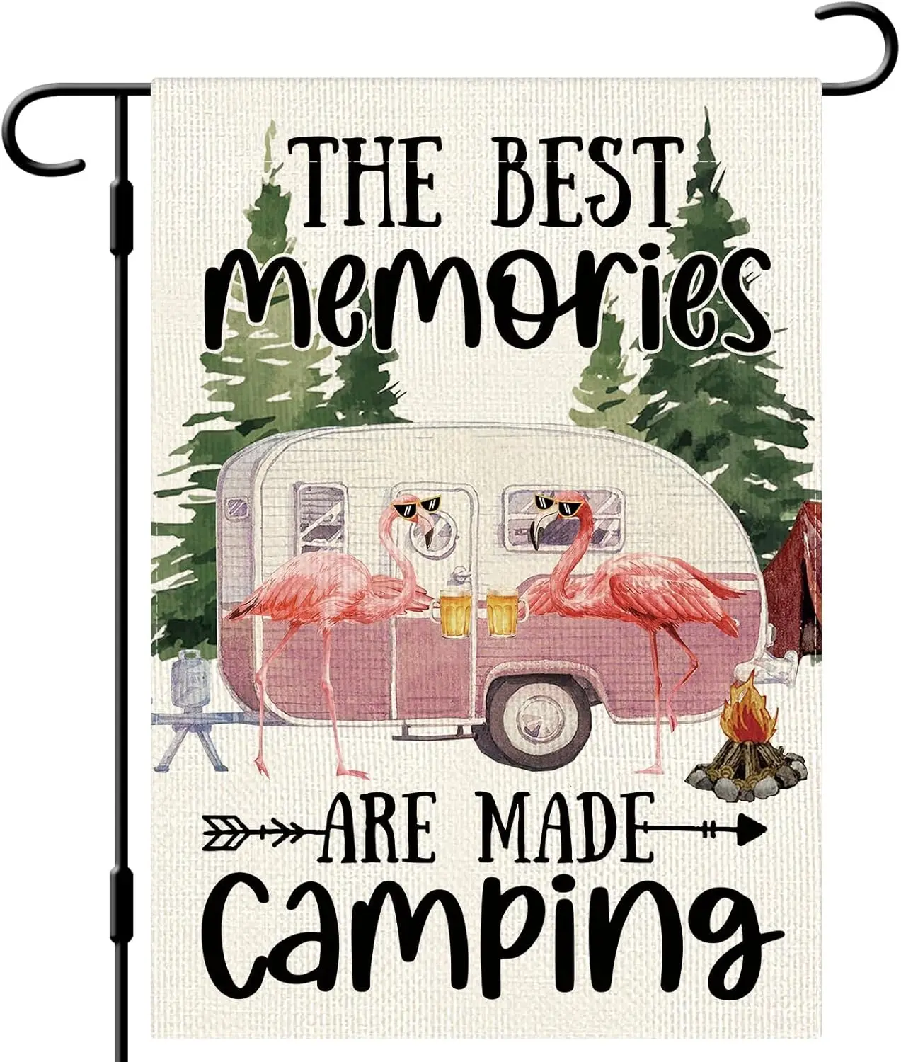 DLZDN The Best Memories Are Made Camping Garden Flag RV Campsite Party Flag 12×18 Inch Double Sided Vertical Campsite Flamin zzo