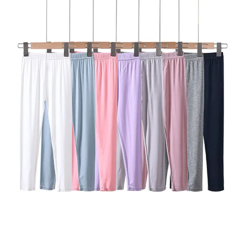 

Girls' Modal Cotton Leggings, Summer Thin Style for Outer Wear, Kids Size 3-12 Years Old, Baby Candy Colors, 9/10 Length Pants