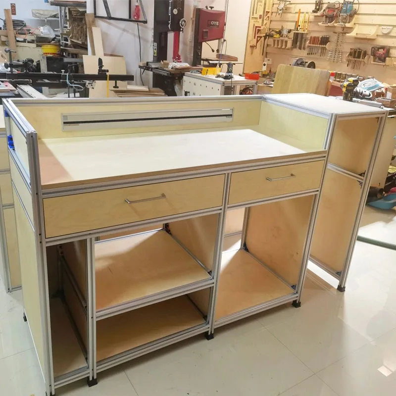 

Aluminum Profile Bar Counter for Tea Shop Coffee Shop Office Reception Lounge Bar Leisure Area Marine Board Cashier Counter