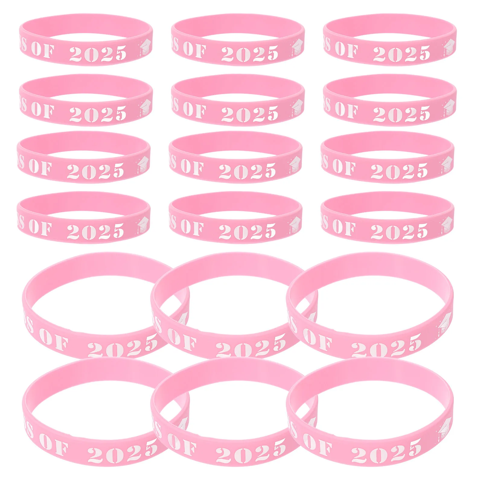 25Pcs Graduation Themed Wristbands Silicone Bracelets Class of 2025 Decorative Party Accessories for Graduation Celebrations