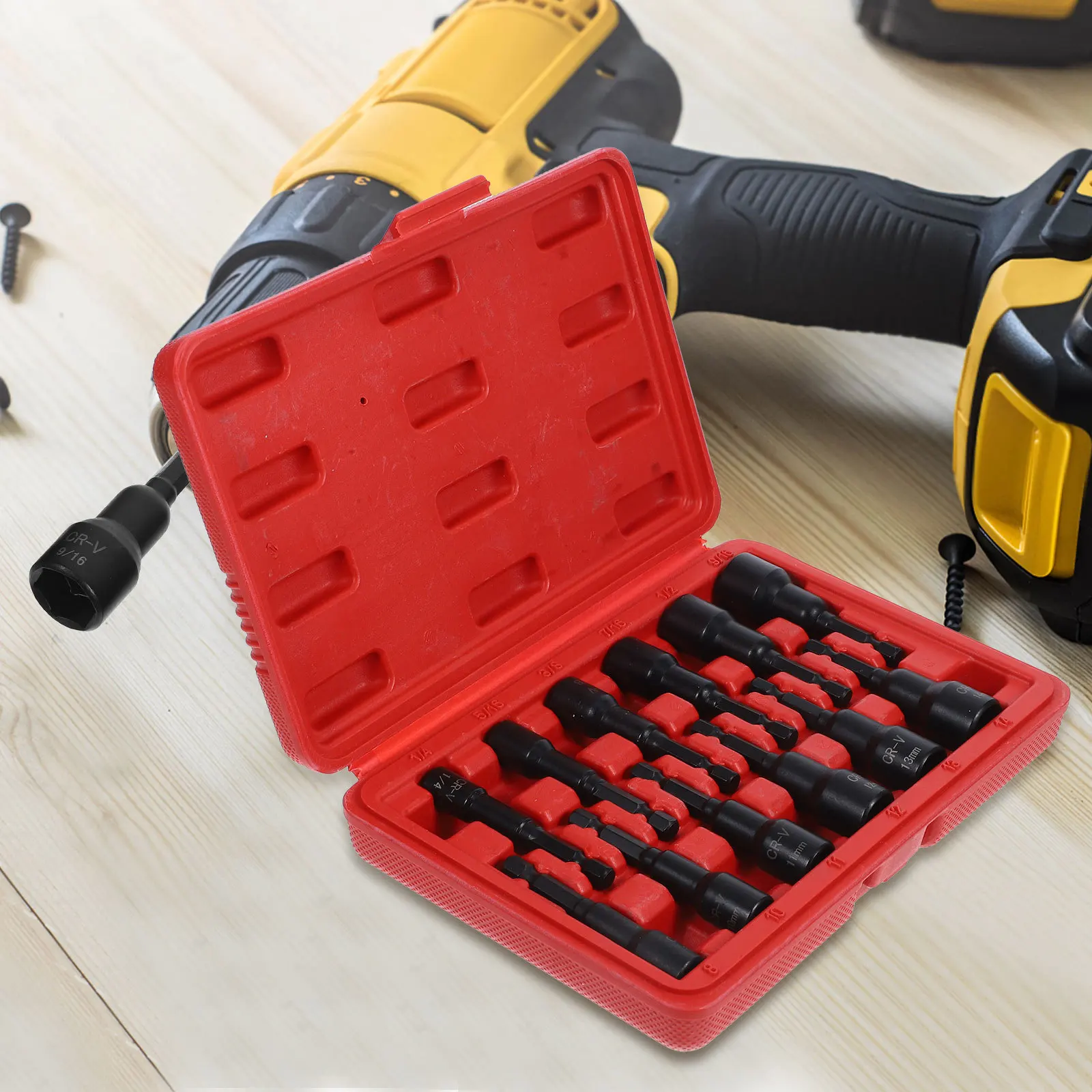 

1Set Impact Socket Set High-Strength Assorted Swivel Heads Extended Hex Design for Electric Wrench Drive Tool Access