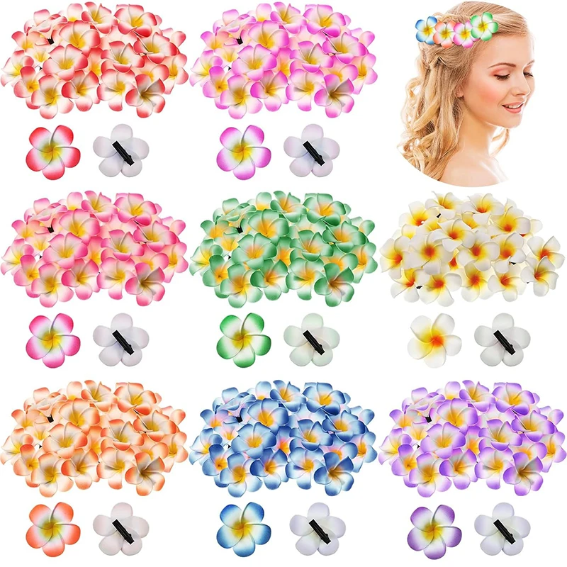 

10Pcs Foam Hawaiian Frangipani Artificial Plumeria Flower Hat Hair Clips for Home Party Women Girl Hawaii Beach Vacation Decor