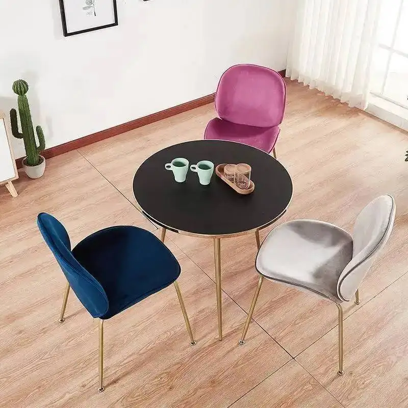 Seat Chair Leisure Two-piece Chair Study Italian Living Room Light Chair Velvet Luxury Skin-friendly Texture Dining