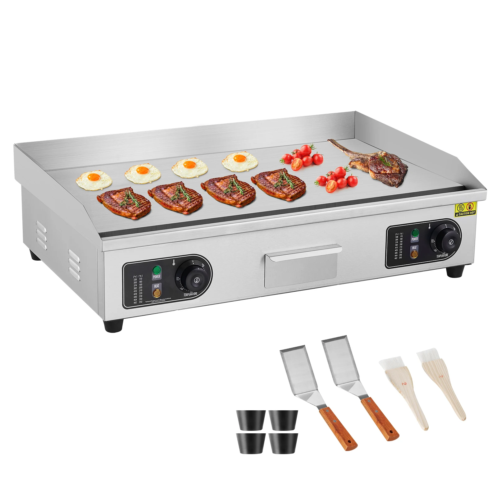 VEVOR 28.8 In Commercial Electric Griddle,4400W Countertop Flat Top Grill,50-300°C Adjustable Temp,Stainless Steel Griddle Grill